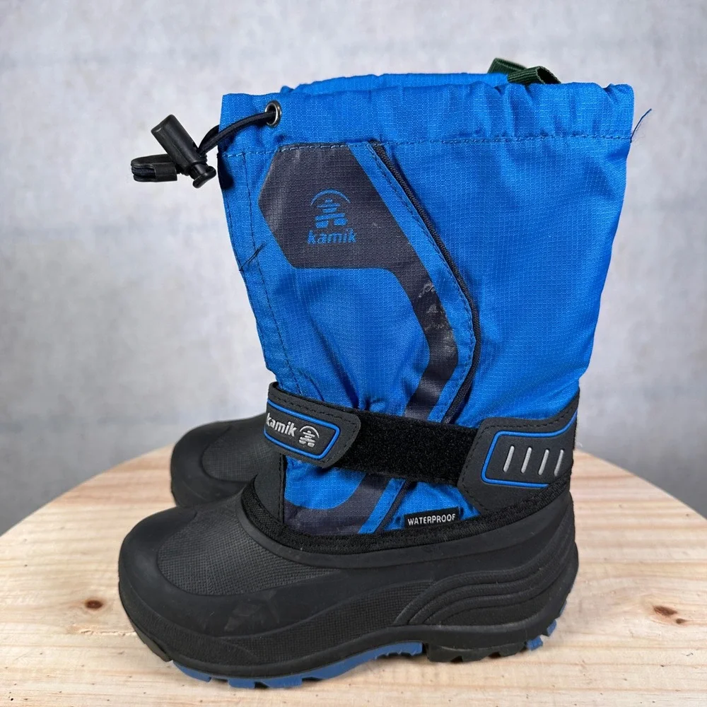 Kamik Snow Boots Kids 13 Blue Black Good Waterproof Insulated Winter
